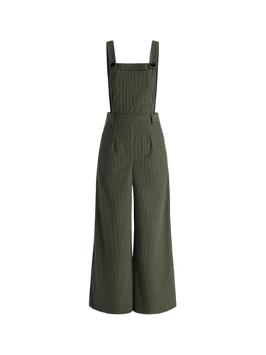 Image of CIDER Corduroy Overalls for Women Wide Leg Jumpsuits Adjustable Straps One Piece Jumpsuit Dressy Trendy 2025, Green, Medium