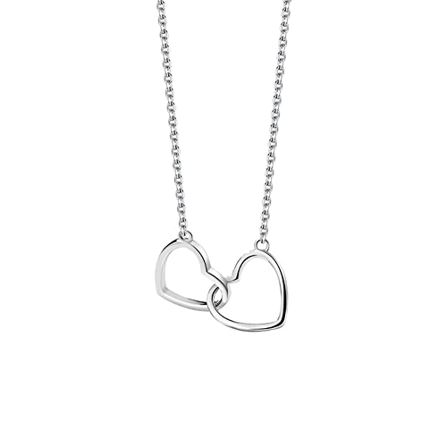 Aleasha Silber 925 Ineinandergreifende Halskette für Damen Herz AnhäNger Kette Schmuck Geschenk… Cover