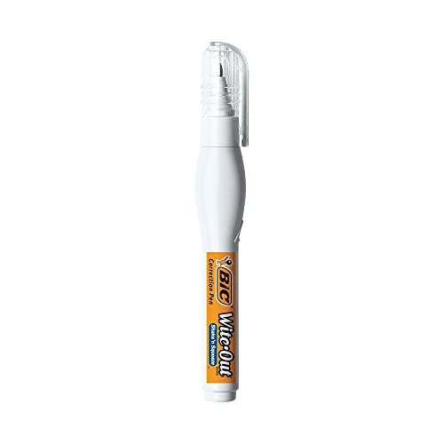 BIC Wite-Out Brand Shake 'n Squeeze Correction Pen, 8 ML Correction Fluid, 4-Count Pack of white Correction Pens, Fast, Clean and Easy to Use Pen Office or School Supplies