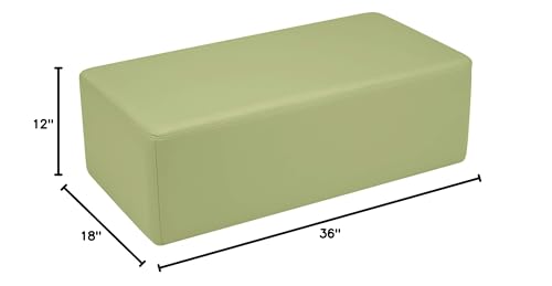 Image of Sprogs 12 inch H Structured Rectangle Stool -Flexible Modular Collaborative Soft Seating for Office, Home, Lounge and School Classrooms with Durable Frame -Fern Green