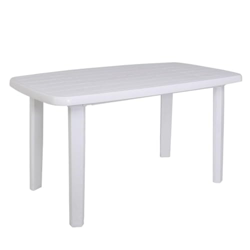 PALUPLUS Tavolo Ovale da Giardino in Plastica colore Bianco, Misura 136x84x72 cm, Tavolino con 4 Gambe in Polipropilene, Arredo per Esterno, Terrazzo, Balcone, Patio, Made Italy -FAR076