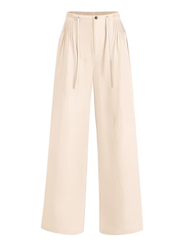 LOMON Womens Linen Pants Wide Leg Flowy Palazzo Pants Boho Beach Trousers — Amazon listing image