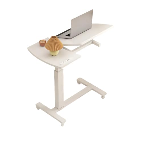 CGCSYZ Mobile Standing Desk,Height Adjustable Overbed Bedside Desk,Tilting Sofa Side Table With Wheels,For Home Office Study Bedrooms Work Gaming Table,Maple,80×40cm (White 80×40cm(31×16in))