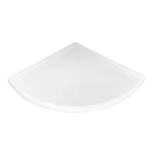 Questech 9 inch Corner Floating Shelf - Polished Bright White Wall Mounted Bathroom Organizer Flatback