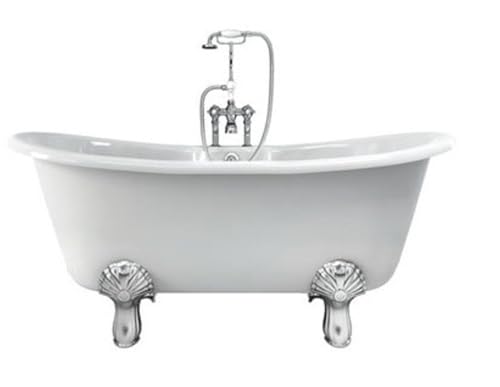 Casa Padrino Jugendstil Badewanne Naturstein freistehend 1700mm BCha Weiß - Freistehende Retro Antik Badewanne, Badewannen Füsse:Luxury Classic Weiß