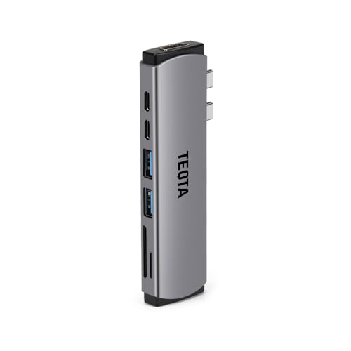 Image of USB C Docking Station 7 in 2 Portable Type C USB HUB with 4K HDMI Port, 2xPower Delivery C Hub, 3.0 High Speed Data Transfer 2xUSB Ports, Micro SD /TF Card Reader for M2, M1 and More (Space Grey)