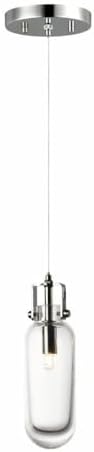 ET2 E24300-18PC KEM Thick Clear Glass Capsule Mini Pendant Ceiling Lighting, 1-Light Xenon 40 Watt, 10" H x 3" W, Polished Chrome