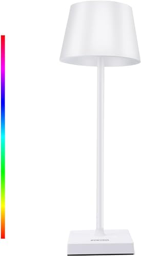 Lampada da Tavolo Senza Fili Ricaricabile - Lampada da Scrivania a LED Dimmerabile All'infinito con Interruttore Tattile - IP44 - a Batteria 4000mAh - 3000K /4000K /5000K + RGB