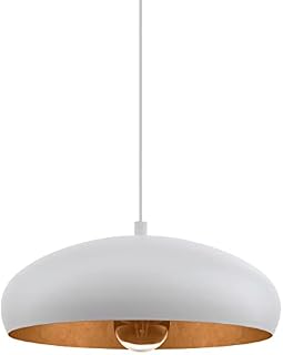 EGLO Mogano-1 Pendant Light, Metal, 60 W, White/Copper, 94606