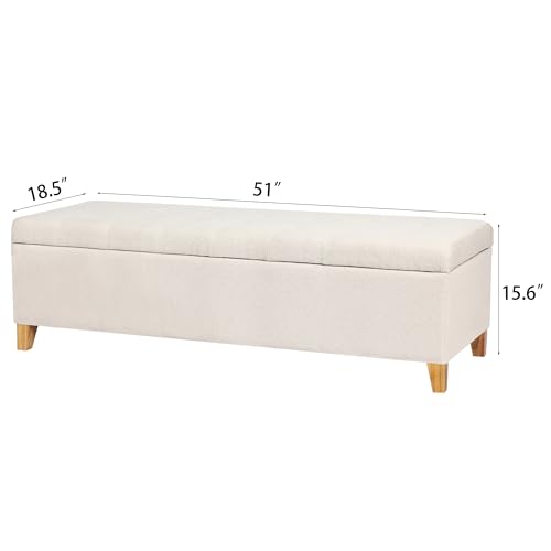 Image of Ottoman with Storage 51 Inch End of Bed Storage Ottoman Bench