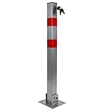 TrutzHolm® Absperrpfosten eckig Parkplatzsperre Sperrpfosten klappbar Standfuß Poller Pfosten Signalstreifen Parkplatz Sperre