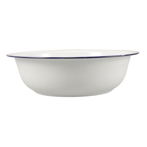 Lavabo pieds en émail vintage 32 cm et grand bol de préparation bleu