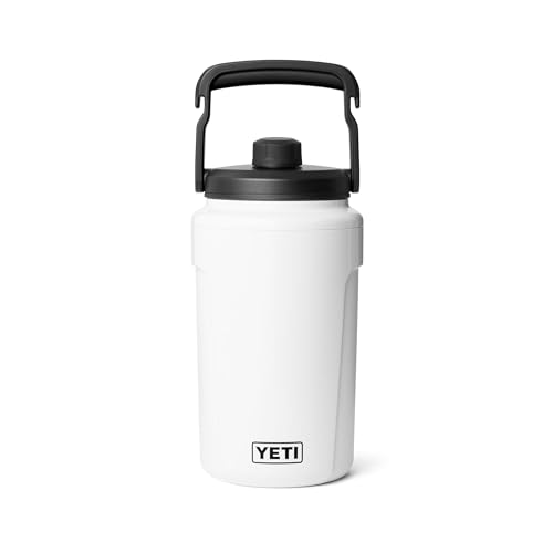 YETI Silo Half Gallon Insulated Chug Cap Water Jug Leakproof Lightweight Sports Bottle with Fence Hook Handle Keeps Drinks Ice-Cold Ideal for Gym Sports & Tournaments White