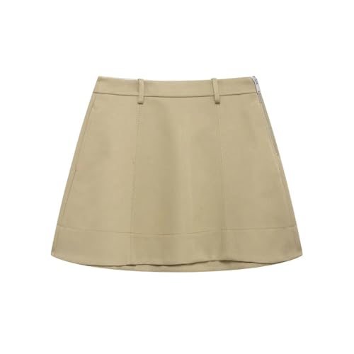 Solid Color A-Line Version Short Skirt Side Zipper Women's Casual Skirt2