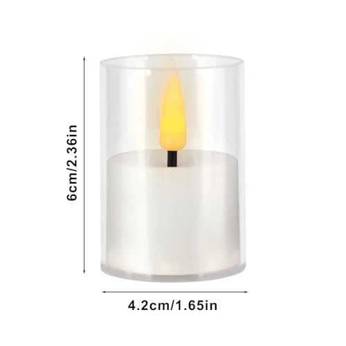 Image of 12 Pack LED Tea Light Candles, 3D flameless Flickering Candles | Battery powered, with remote control and timer, transparent acrylic, perfect for weddings, parties, and home decor (white)