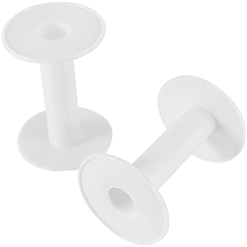 HAKZEON 30 Pack 3.7 Inch White Plastic Empty Spools, Durable Round Empty Plastic Wire Spool for Induction Coils Thread String Bobbin Rope Chain Storage
