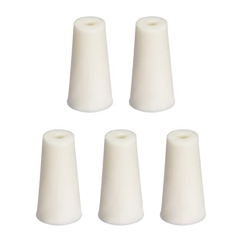 Rebower ソリッドラボゴム栓 ドリルドシリコンプラグ ガラスポート パイプ口用 8-12 mm ベージュ 5個