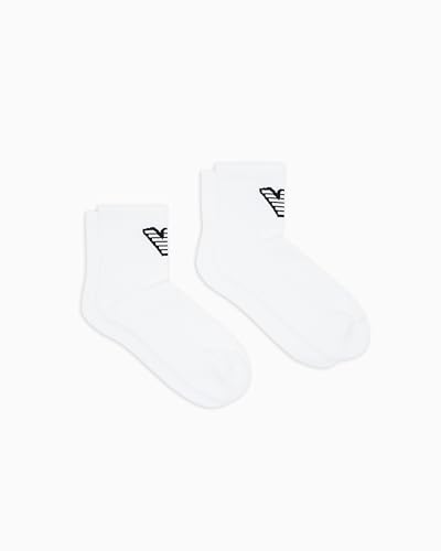Image of Emporio Armani Men's SPONGE 2-PACK ANKLE SOCKS WhiteOne Size