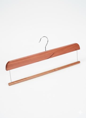 Image of BLOOMAX 16 Inch Hardwood Pants Trouser Hanger - Walnut Polished Finish | 360 Swivel Hook | Premium Rectangular Wooden Slack Hangers (Pack of 6)