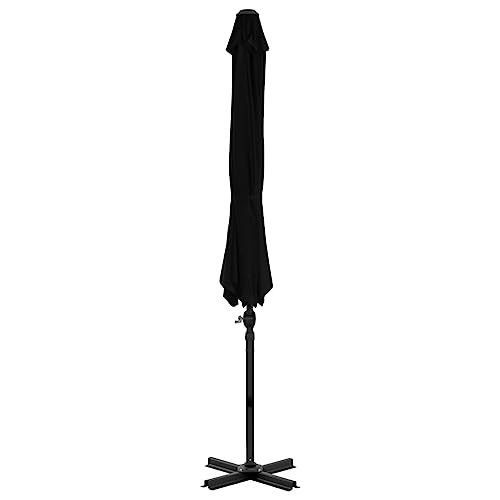 Sombrilla voladiza de aluminio texturizado negro de 300 cm con juego de muebles estables 3