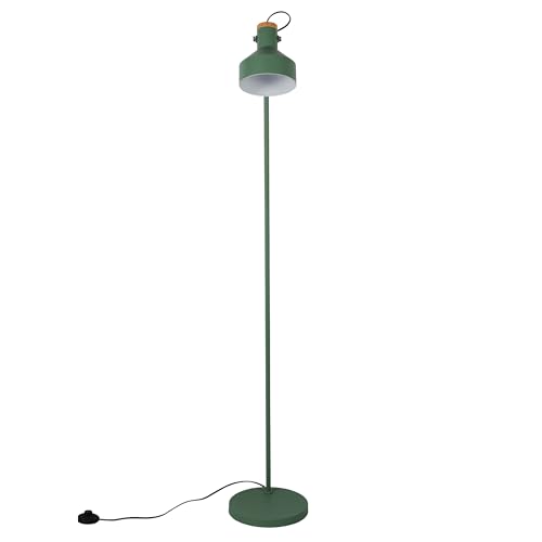 TEKLED® LED Floor Lamp | Minimalist Adjustable Rotatable Lampshade with Wooden Accent | Replaceable E27 Edison Screw Bulb Holder | for Home Living Room Bedroom Reading Corners Workspaces - Sea Green