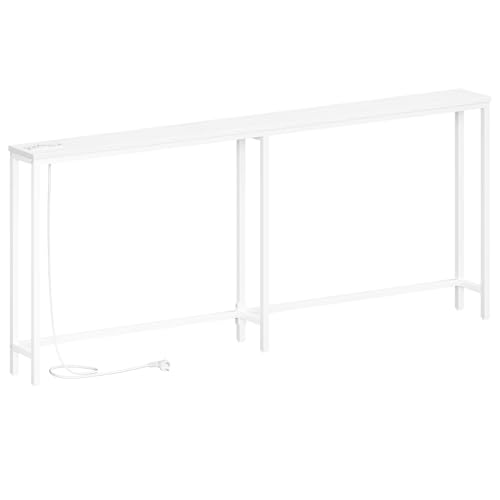 Mesa de sofá estrecha para pasillo con USB y enchufes ideal para cargar el móvil 2