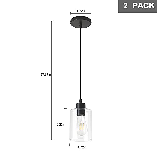 Klss DD001 Modern Black Farmhouse Clear Glass Cylinder Pendant Light Fixture,Island Lights For Kitchen,Mini Pendant Lighting thumb #5