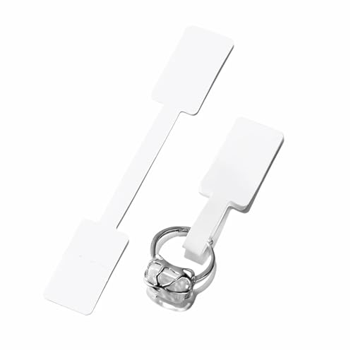 Etiquetas de precio para joyería blancas en formato rectangular para marcar collares y anillos