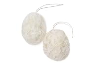 De Kulture Handmade Premium Wool Felt Hanging Egg White Eco Friendly Needle Felted Stuffed Easter Ornament Ideal for Home Office Party Decoration Holiday Décor, (Set of 2)