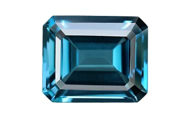 UrusGems Premium & Fine 4.5 Carat 4.95 Ratti London Blue Topaz Stone Original Certified By Reputed Lab Nila Topaj Stone Emerald Cut Shape AA++ Loose Gemstone For Men & Women नीला पुखराज रतन