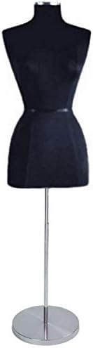 Only Hangers Female Black Jersey Dressmaker Form - Includes Adjustable Height Base, Dress Form and Chrome Neck Cap