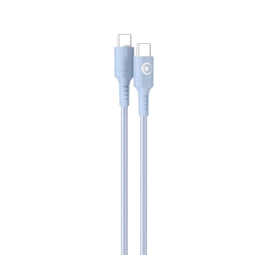 Câble Tissé USB C vers USB C 3A Bigben Bleu 1.2m pour Charge Rapide