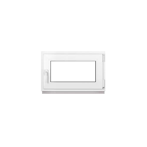 Framex Ventana de Plástico Para Sótano, Interior/Exterior Blanco, 90 x 55 cm (900 x 550 mm), Triple Acristalamiento (32 mm), Giratorio Inclinación DIN Izquierda