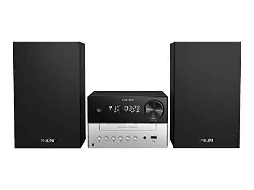 Philips M3205/12 Mini Stereoanlage mit CD und Bluetooth (UKW Radio, USB, MP3-CD, USB-Anschluss zum Laden, 18 W, Bassreflexlautsprecher, Digitale Sound Kontrolle)