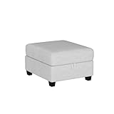 Real Relax Ottoman Convertible Sectional Sofa Couch, Linen Fabric Modular Sofa with Storage Space, Light Gray