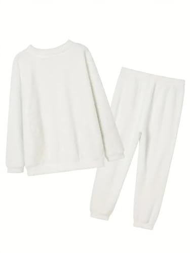 Mens Big and Tall Fleece Pajamas Set Pullover Pants Fluffy Plush Warm Loungewear Crewneck Sleepwear XL-9XL2