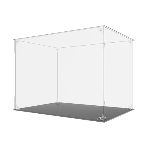 YFYUNDUDU アクリルケース UV99パーセントカット(ISO9050対応) 2.8mm厚 N52磁石ドア180度全開 防塵パッキン 簡単組立 光透過率98 フィギュア展示ケース(幅35×奥行25×高さ25cm クリア+黒台座)