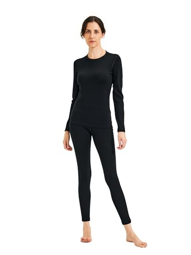 METARINO Women 100% Merino Wool Base Layer Set Thermal Underwear Casual Top,Bottom for Hiking Travel Skiing