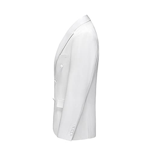 White Men's Suit Peak Lapel Double Breasted Blazer Tuxedos Wedding Prom Slim Fit Jacket Pants3