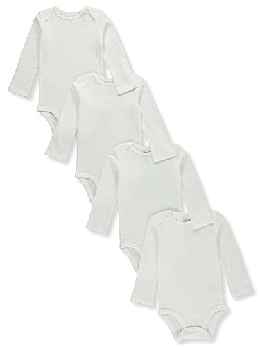 Image of Carter's Baby Unisex 4-Pack L/S Bodysuits - white, 3 months