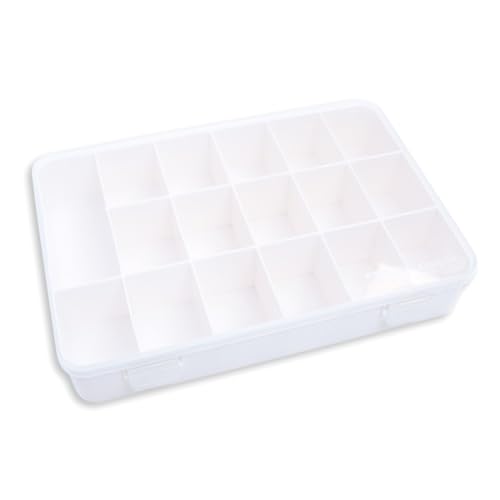 Image of Craftelier - Organizer Box with 17 Compartments for Cardmaking, Scrapbooking and Craft Materials | Dimensions 26.5 x 17.8 x 4.2 cm (10.4 inch x 7 inch x 1.65 inch) -Transparent and White Color