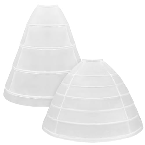 2 Pcs 4 Hoop and 6 Hoop Skirt Petticoat Crinoline Underskirt Floor Length Full Shape Slip Skirt for Women Girls Wedding Ball Gown Cosplay