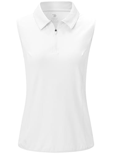 BGOWATU Women's Sleeveless Golf Polo Shirts 1/4 Zip Tennis Tank Tops with Collar UV Protection Quick Dry2