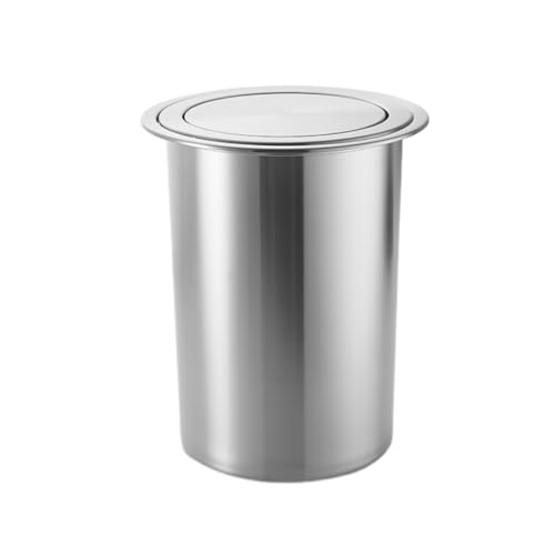 Cubo de basura integrado de acero inoxidable con tapa de solapa para encimera de cocina, capacidad de 12 L