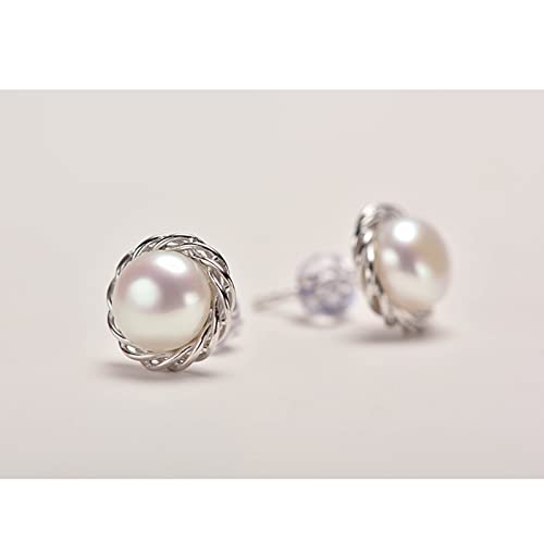 Boucles d'oreilles en perles d'eau douce blanches S925 pour femmes - 7
