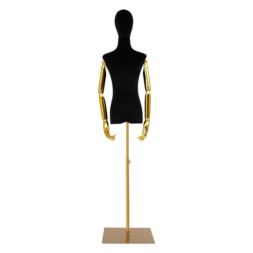 Mannequin de présentation Femme avec revêtement Velours, Hauteur réglable 150-200 cm, Bras articulés 360°, Base Stable,Mannequin Buste de Couture pour...