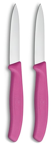 Victorinox Swiss Classic Peeling and Vegetable Knife Set, 2-piece, Extra-Sharp Straight Edge for Precise Cuts, 8 cm, Stainless Steel, Pink