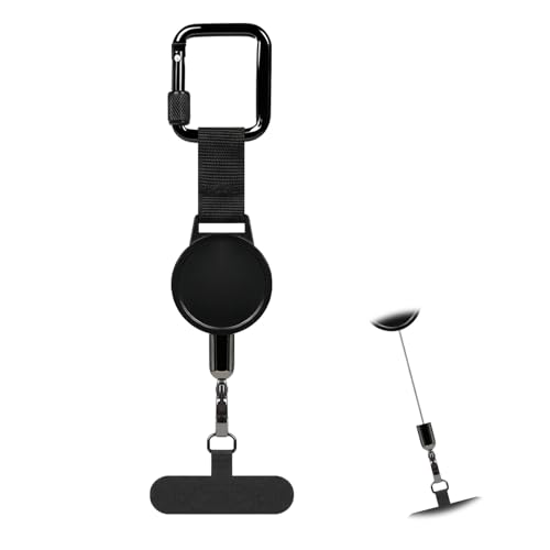 Nlsqw Retractable Phones Lanyard, Phone Strap Anti Theft, Lanyard for Phone with Metal Tether Tab, Mobile Phones Lanyards Compatible Most Smartphones, for Outdoor Hiking Cycling