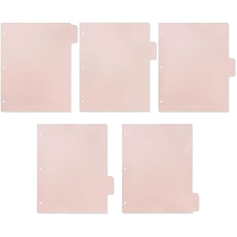 Buqoo 3-Ring Binder Plastic Divider Set Light Pink 5-Tab Dividers Sheet Protector Dividers Page Binder Insertable Index Dividers 3 Holes Punch Section Index Dividers for Letter Size Binder 5 Sheets Cover