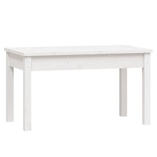 Banc de jardin en bois résistant aux intempéries - Sans dossier - Pour l'extérieur - Pour l'intérieur et l'extérieur - Blanc - 80 x 44 x 45 cm - En pin...